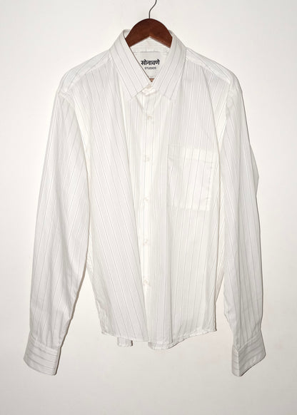 Tailored Giza cotton Shirt - White/Black stripe