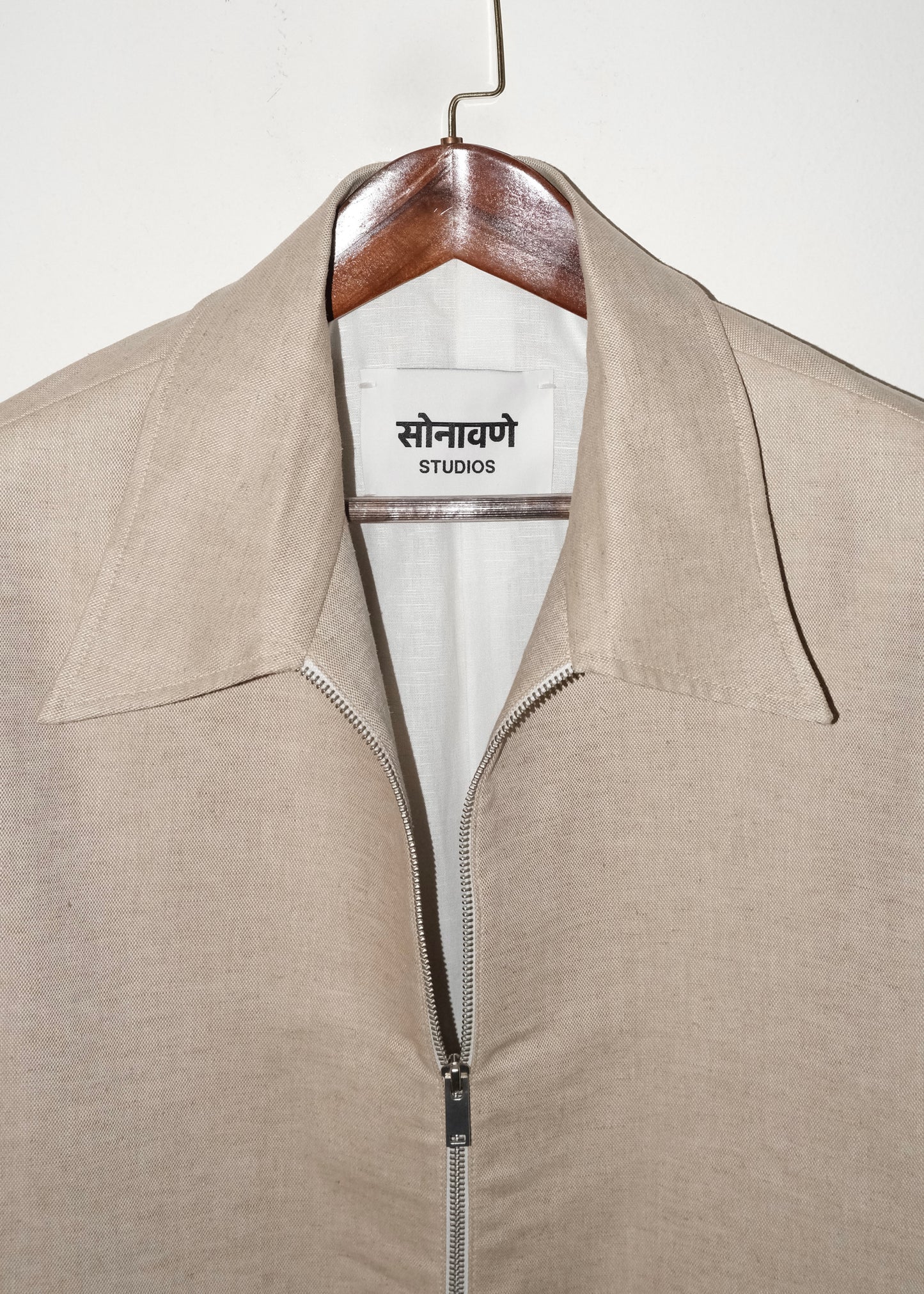 Tailored Linen Cotton Jacket- Beige