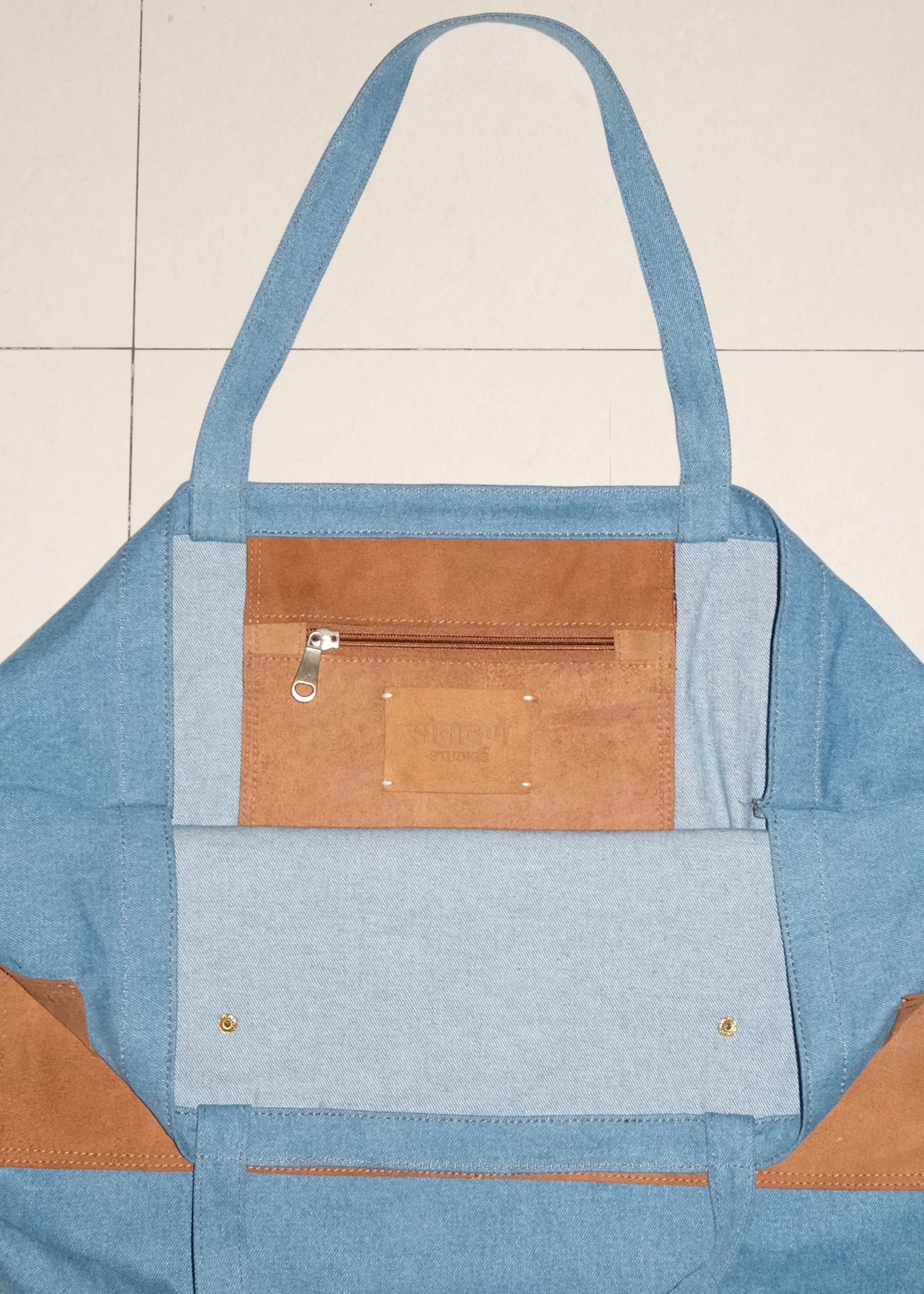XL Denim Tote Bag- Blue