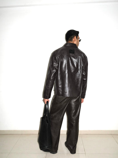 Handmade Leather Trousers - Coffee Brown