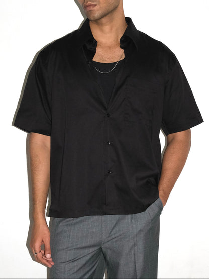 Tailored Half Sleeves Giza cotton Shirt - Black