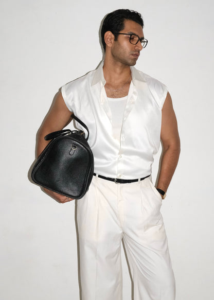 Leather Duffle Bag- Black