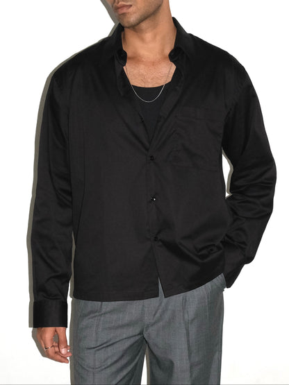 Tailored Full Sleeves Giza cotton Shirt - Black