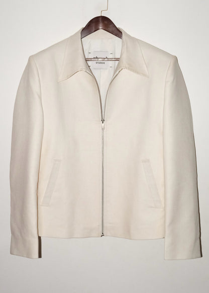 Tailored Linen Cotton Jacket- Off White